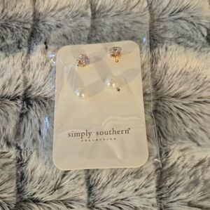 Simply Southern Gold Gem Pearl Stud Earrings